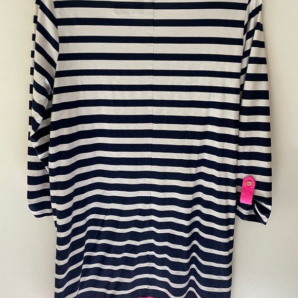 Lilly Pulitzer Navy White Punk Striped Linden A-Line Nautical Dress Sz L - Picture 9 of 10